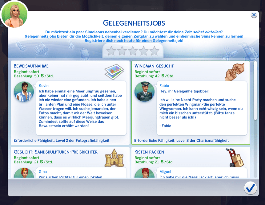 Sims4Inselleben Gelegenheitsjobs