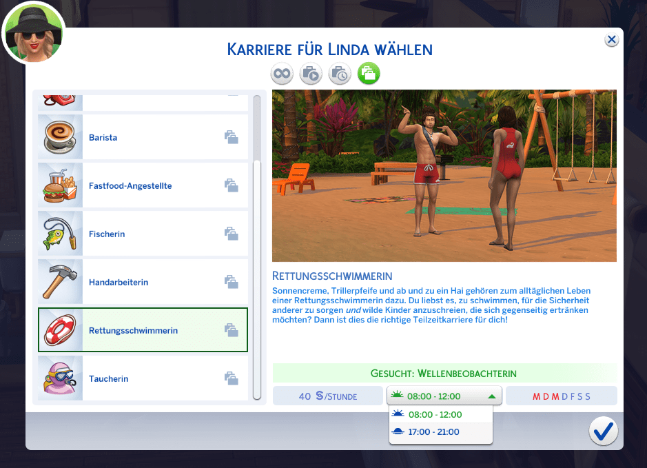 Sims4Inselleben Teilzeitjobs